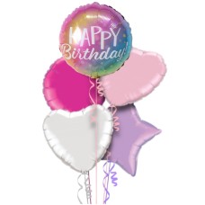 Pink Gradient Happy Birthday Balloon Bouquet With Free Lily O Brien Chocolate Set